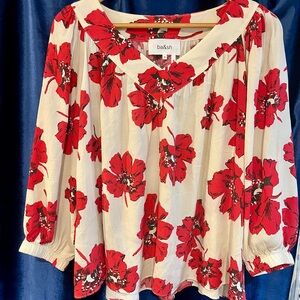 Ba&sh Red Floral Blouse with Cream Base